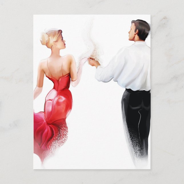 Illustration of a couple dancing tango postcard (Front)
