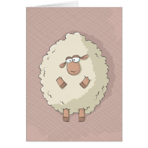 Illustration of a cute and funny giant sheep cards