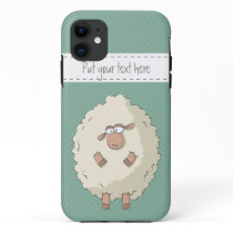 Illustration of a cute and funny giant sheep iPhone 11 case