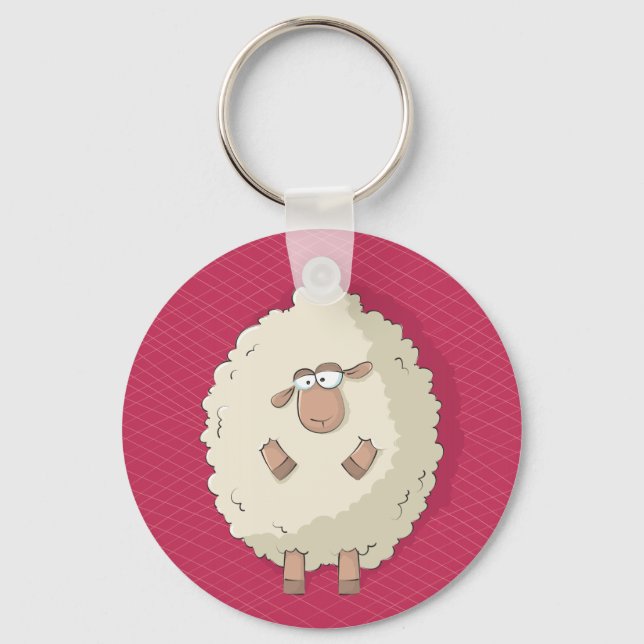 Illustration of a cute and funny giant sheep keychain (Front)