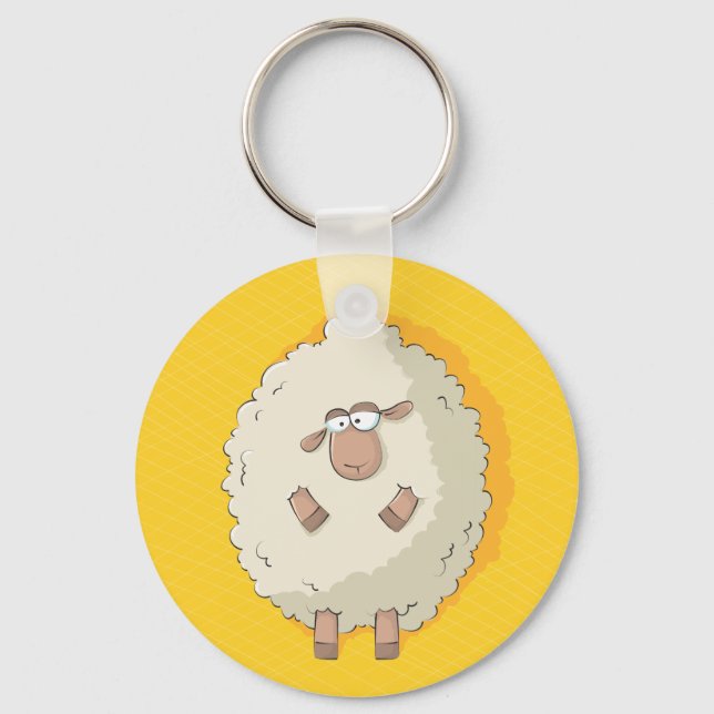 Illustration of a cute and funny giant sheep keychain (Front)