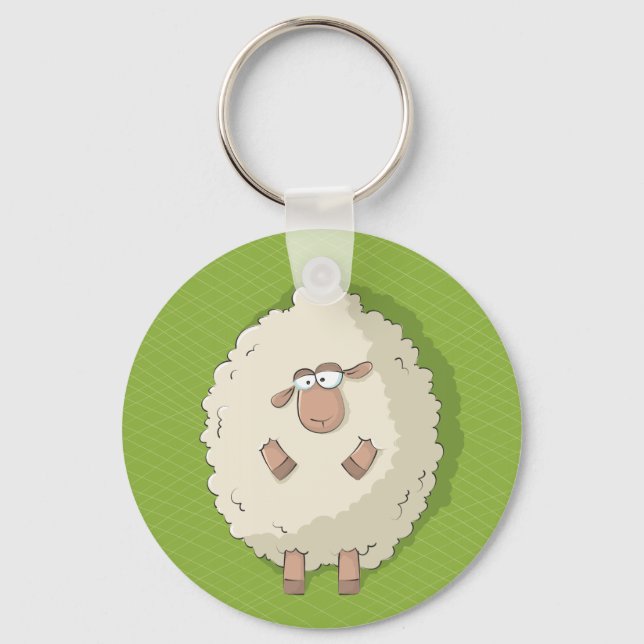 Illustration of a cute and funny giant sheep keychain (Front)