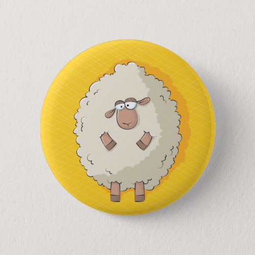 Illustration of a cute and funny giant sheep pinback button