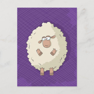 Illustration of a cute and funny giant sheep postcard