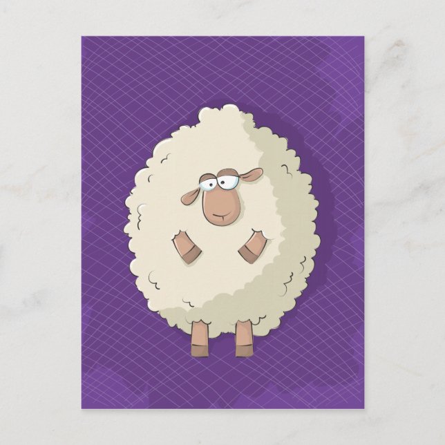 Illustration of a cute and funny giant sheep postcard (Front)