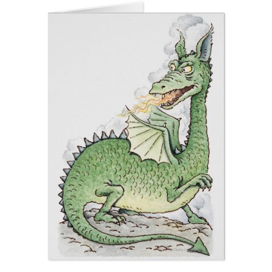 Illustration of a dragon spitting fire cards (Front)