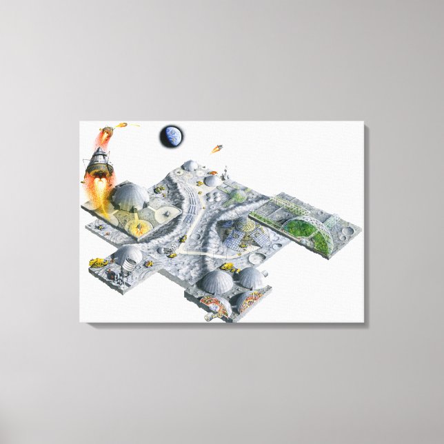 Illustration of a futuristic base on the Moon Canvas Print (Front)