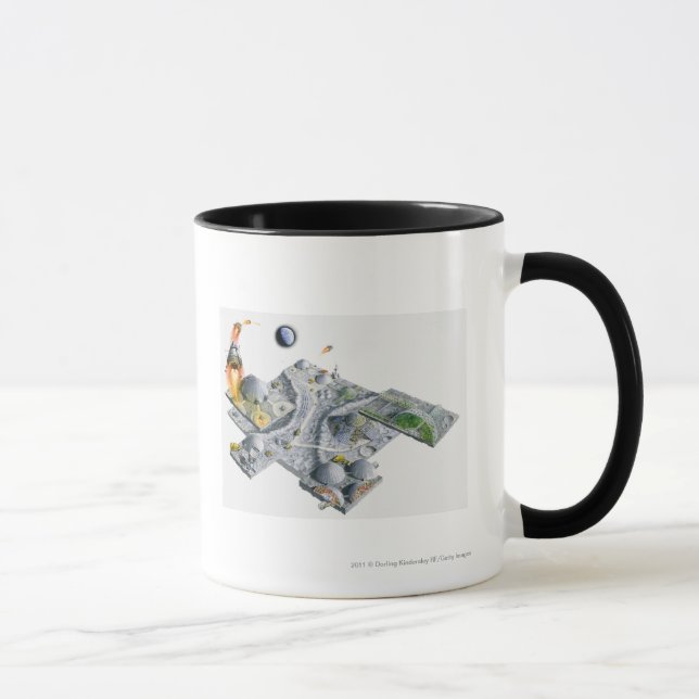 Illustration of a futuristic base on the Moon Mug (Right)