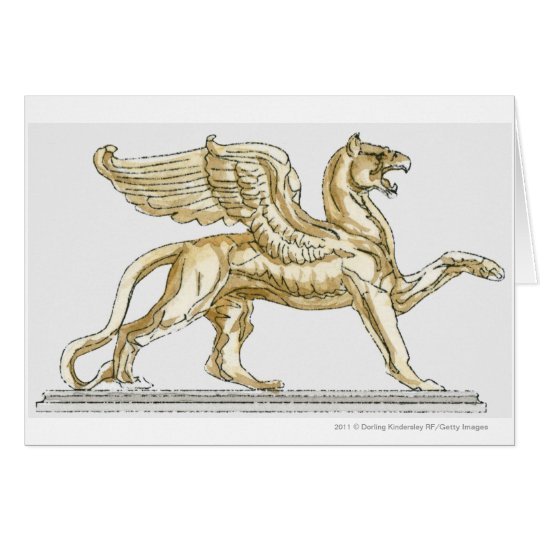Illustration of a griffin statue card