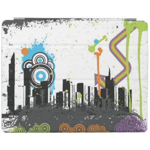 Illustration of a grungy cityscape iPad smart cover