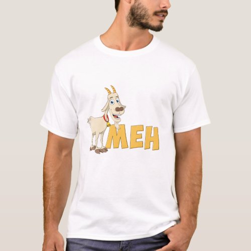 Illustration of a happy goat and the word MEH T_Shirt