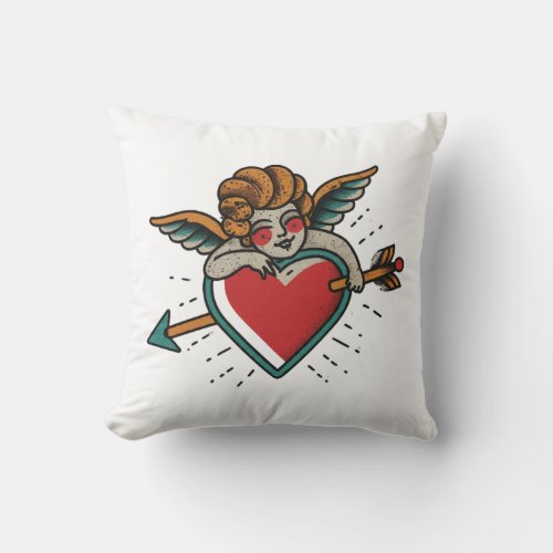 illustration of a heart throw pillow