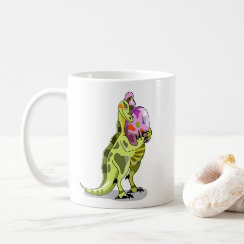 Illustration Of A Lambeosaurus Holding An Egg Coffee Mug