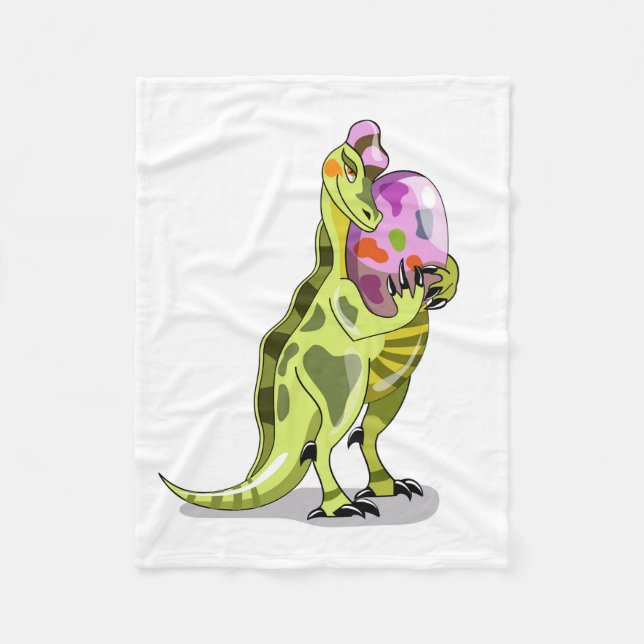 Illustration Of A Lambeosaurus Holding An Egg. Fleece Blanket (Front)