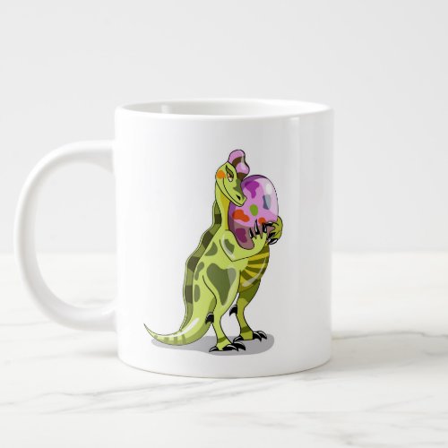 Illustration Of A Lambeosaurus Holding An Egg Giant Coffee Mug
