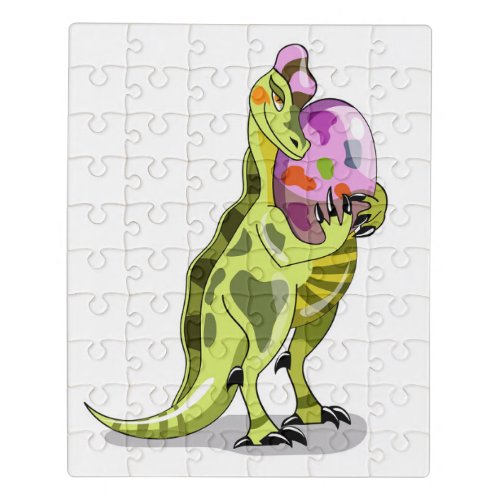 Illustration Of A Lambeosaurus Holding An Egg Jigsaw Puzzle
