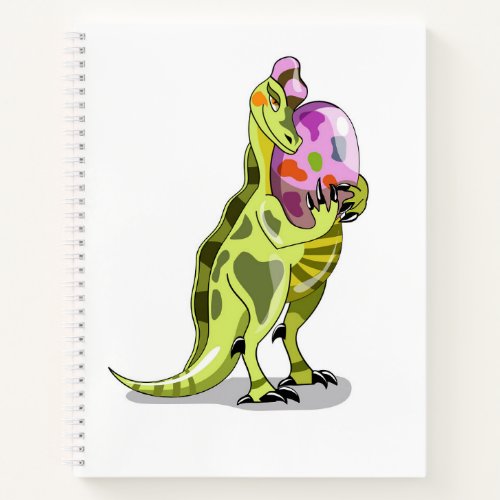 Illustration Of A Lambeosaurus Holding An Egg Notebook