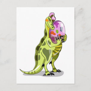 Illustration Of A Lambeosaurus Holding An Egg. Postcard