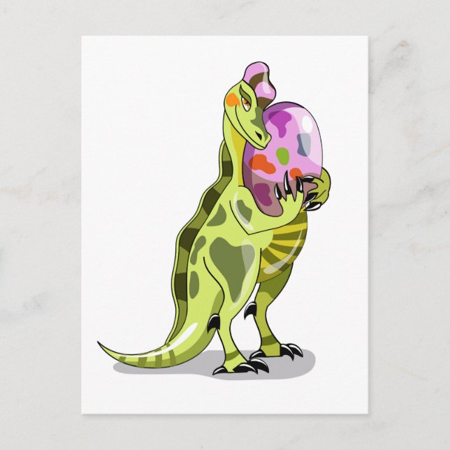 Illustration Of A Lambeosaurus Holding An Egg. Postcard (Front)