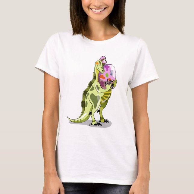 Illustration Of A Lambeosaurus Holding An Egg. T-Shirt (Front)