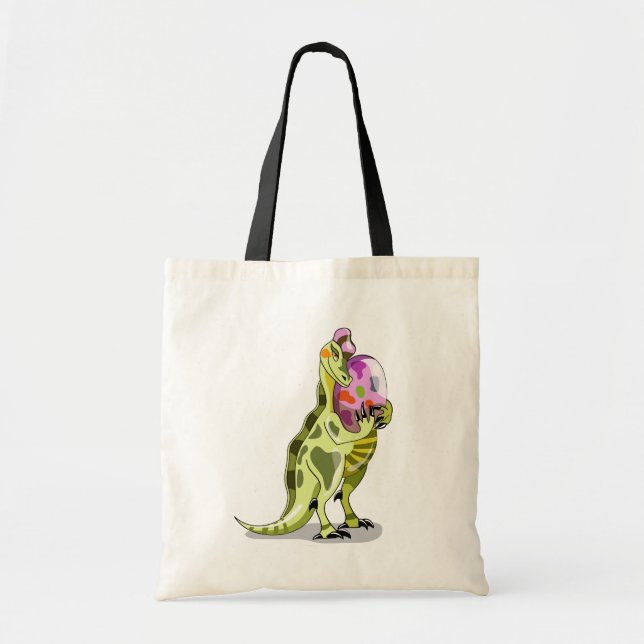 Illustration Of A Lambeosaurus Holding An Egg. Tote Bag (Front)