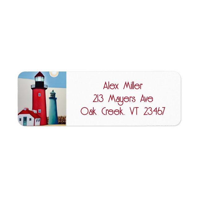 Illustration of a Lighthouses on the Ocean Label (Front)