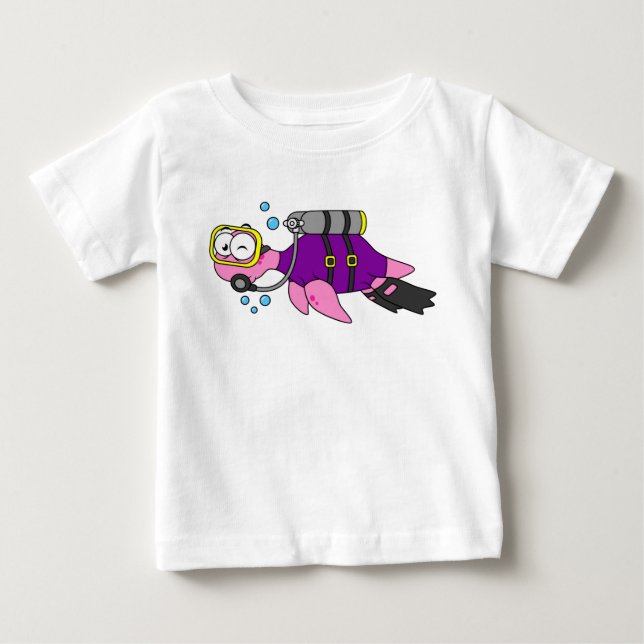 Illustration Of A Loch Ness Monster Scuba Diver. Baby T-Shirt (Front)