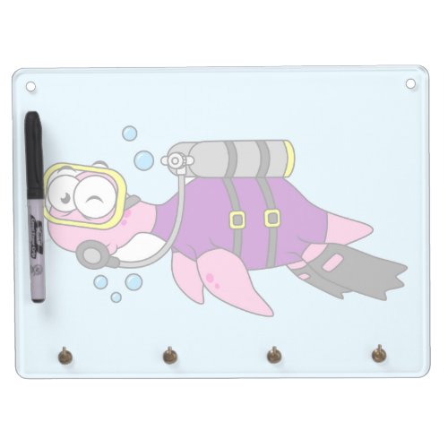 Illustration Of A Loch Ness Monster Scuba Diver Dry Erase Board With Keychain Holder