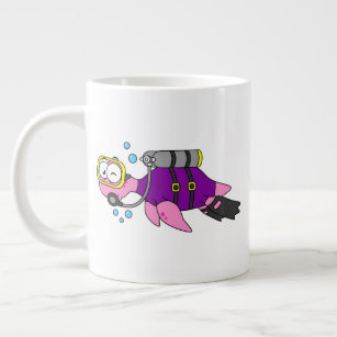 Illustration Of A Loch Ness Monster Scuba Diver. Giant Coffee Mug