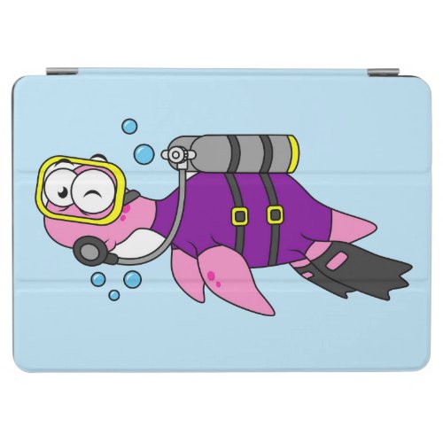 Illustration Of A Loch Ness Monster Scuba Diver iPad Air Cover