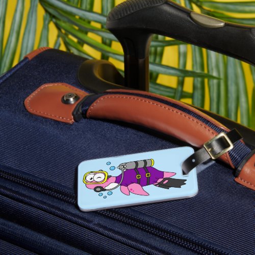 Illustration Of A Loch Ness Monster Scuba Diver Luggage Tag