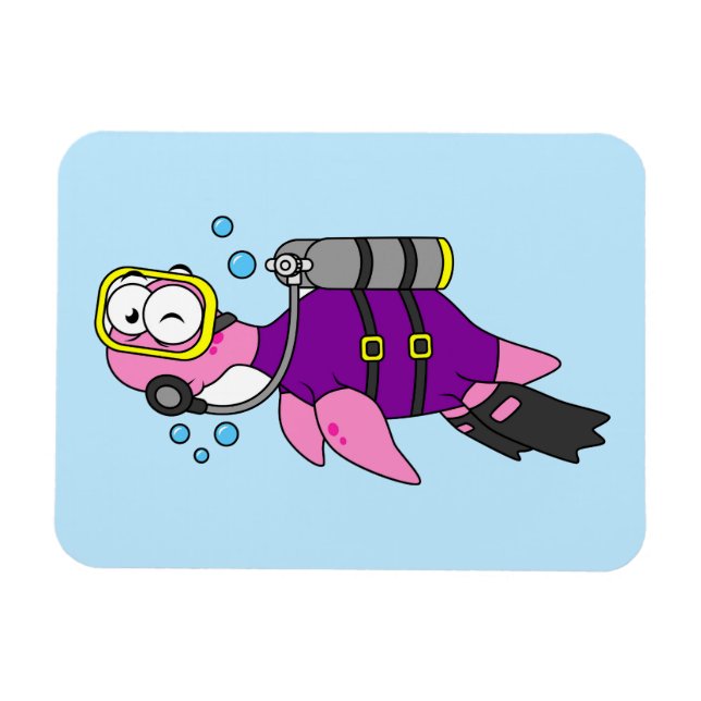 Illustration Of A Loch Ness Monster Scuba Diver. Magnet (Horizontal)
