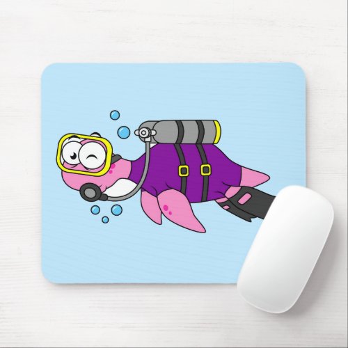 Illustration Of A Loch Ness Monster Scuba Diver Mouse Pad