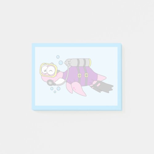 Illustration Of A Loch Ness Monster Scuba Diver Post_it Notes