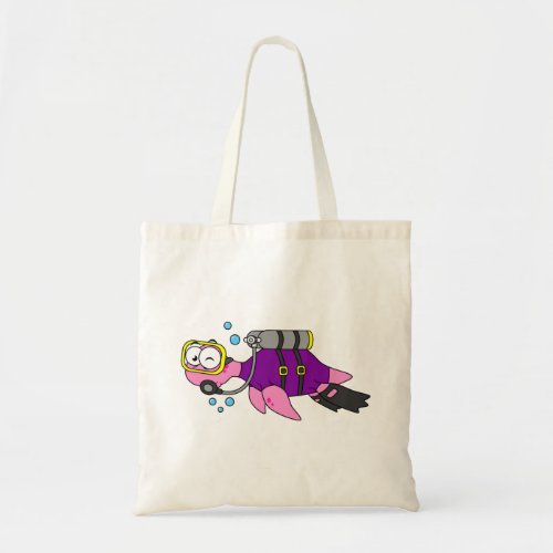 Illustration Of A Loch Ness Monster Scuba Diver Tote Bag