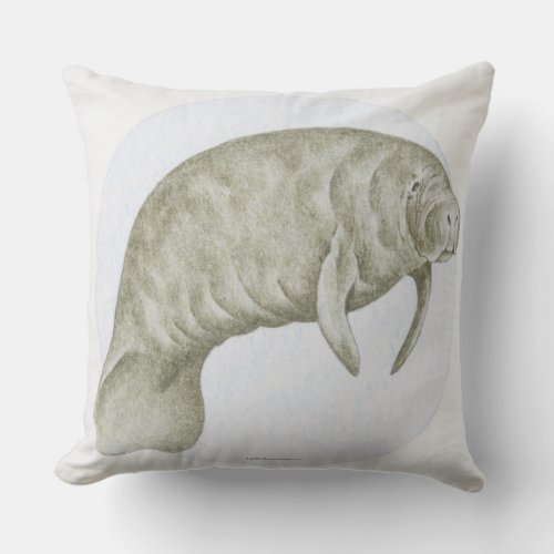 Illustration of a Manatee Trichechus sp Throw Pillow