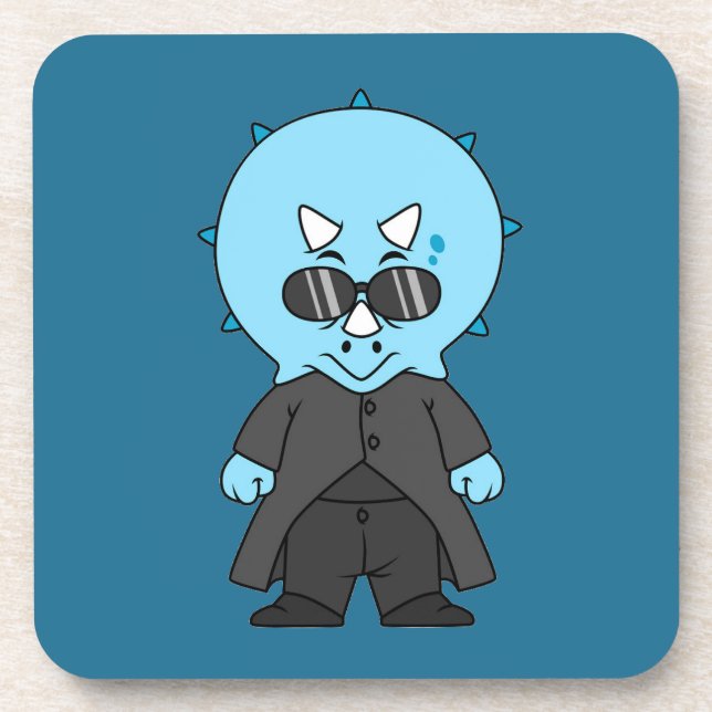 Illustration Of A Matrix Triceratops. Beverage Coaster (Front)