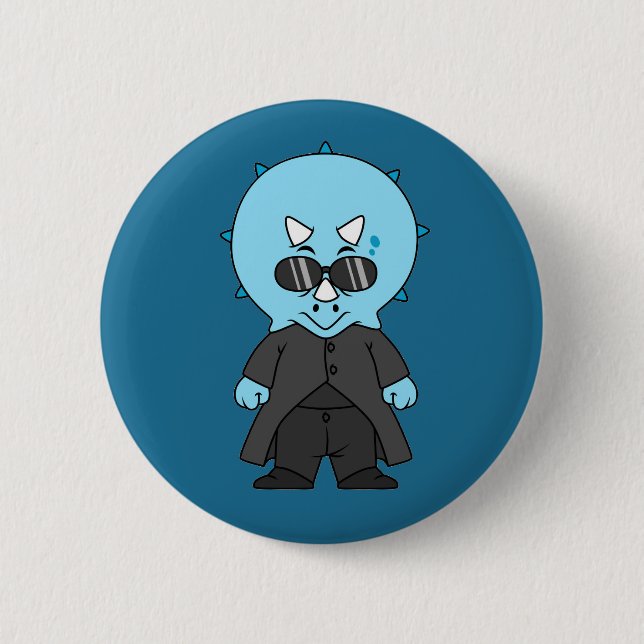Illustration Of A Matrix Triceratops. Button (Front)