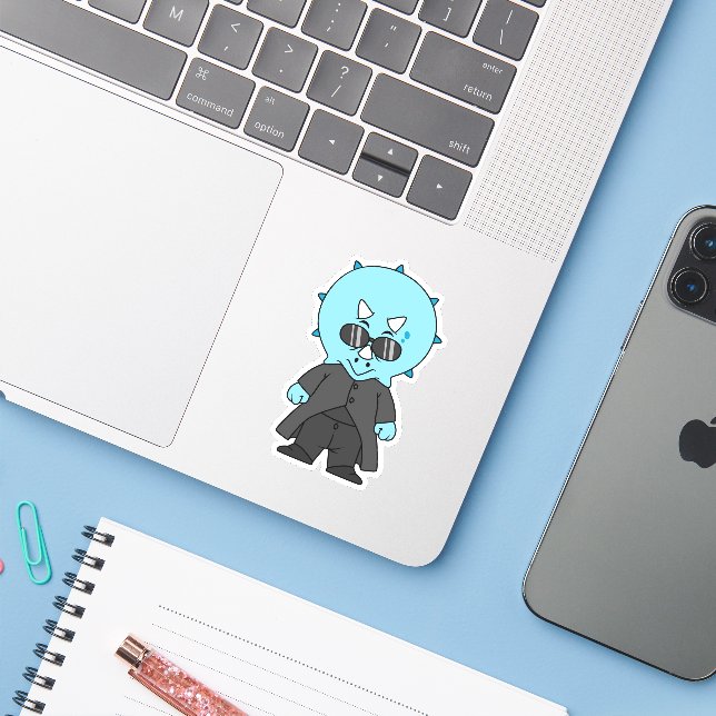 Illustration Of A Matrix Triceratops. Sticker (Laptop w/ iPhone)