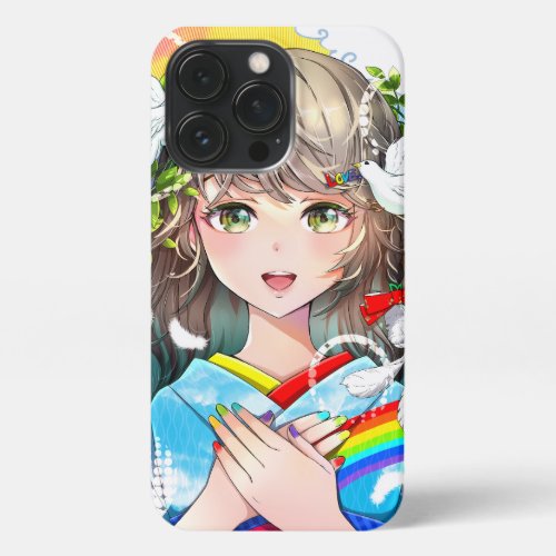  Illustration of a Modern Dreaming Japanese Girl iPhone 13 Pro Case