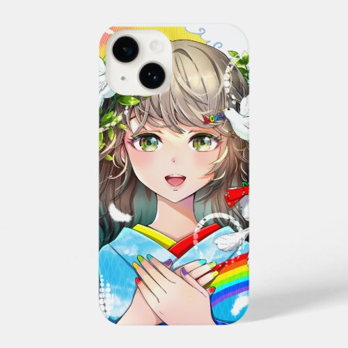  Illustration of a Modern Dreaming Japanese Girl iPhone 14 Case