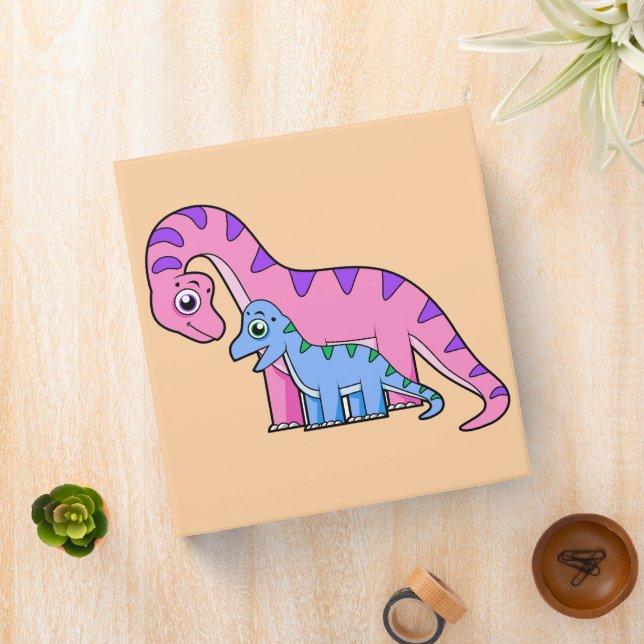 Illustration Of A Mother And Child Brachiosaurus. 3 Ring Binder (In Situ)