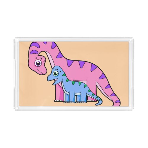 Illustration Of A Mother And Child Brachiosaurus Acrylic Tray
