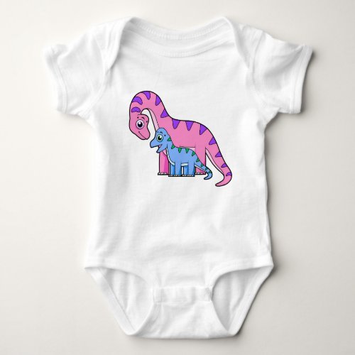 Illustration Of A Mother And Child Brachiosaurus Baby Bodysuit