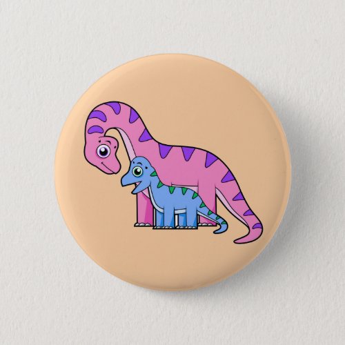 Illustration Of A Mother And Child Brachiosaurus Button