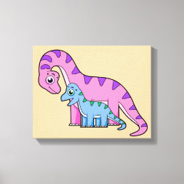 Illustration Of A Mother And Child Brachiosaurus. Canvas Print