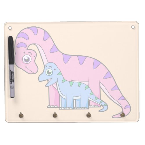 Illustration Of A Mother And Child Brachiosaurus Dry Erase Board With Keychain Holder