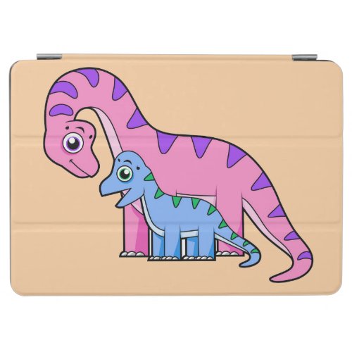 Illustration Of A Mother And Child Brachiosaurus iPad Air Cover