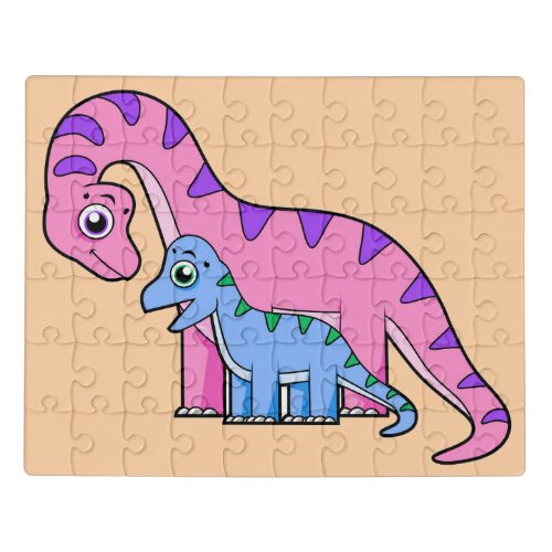 Illustration Of A Mother And Child Brachiosaurus Jigsaw Puzzle