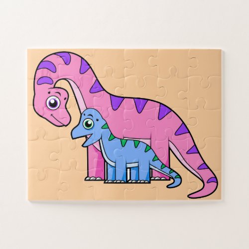 Illustration Of A Mother And Child Brachiosaurus Jigsaw Puzzle